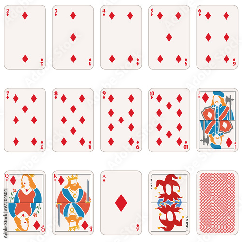 Vector Set of Diamond Suit Playing Cards
