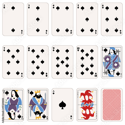 Vector Set of Spade Suit Playing Cards