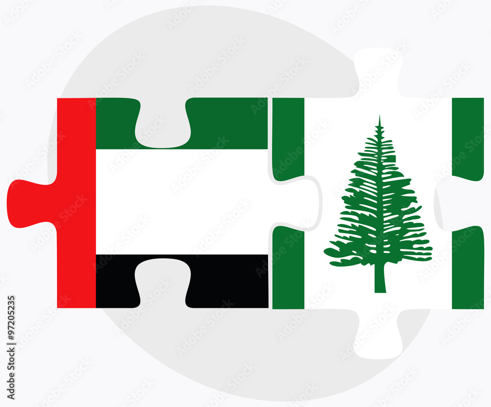 Obraz premium United Arab Emirates and Norfolk Island Flags