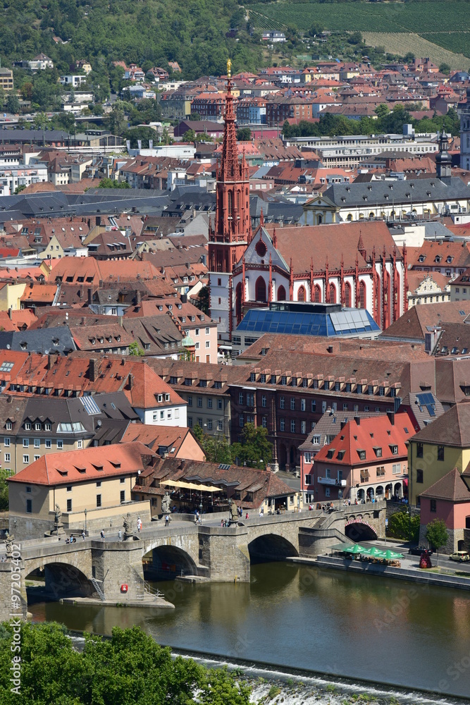 Obraz premium View in the city of Würzburg, Bavaria, region Lower Franconia, Germany