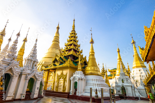 Myanmar  Yangon  the golden stupas of the Swedagon Pagoda.