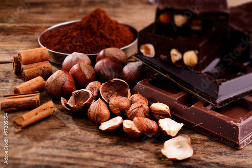 chocolate and ingredients - tilt shift effect photo
