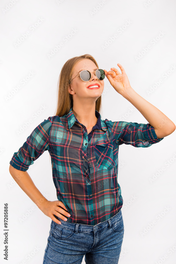 cheerful smiling girl with glasses cheerful smiling girl with glasses