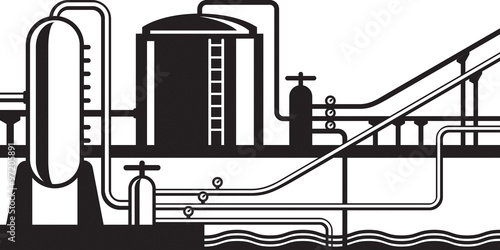 Natural gas and oil hub on pipeline - vector illustration