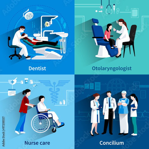 Medical specialists 4 flat icons square 