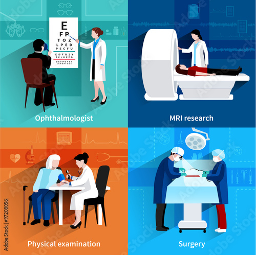 Medical specialists 4 flat icons square 