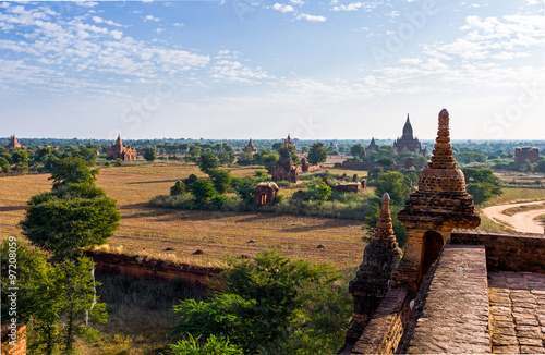 Myanmar  Bagan  the plain with thousand of 880-year old temple ruins.