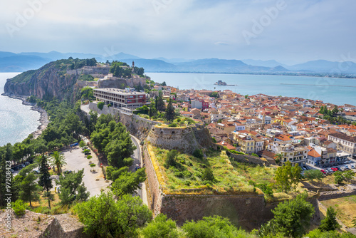 Nafplion village seen from Palamidi Castle, Greece photo