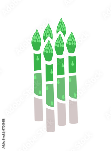 Flat vector image of a bunch of asparagus