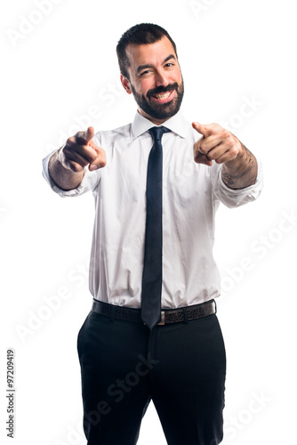 Businessman pointing to the front