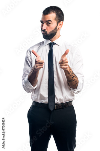 Businessman pointing to the front
