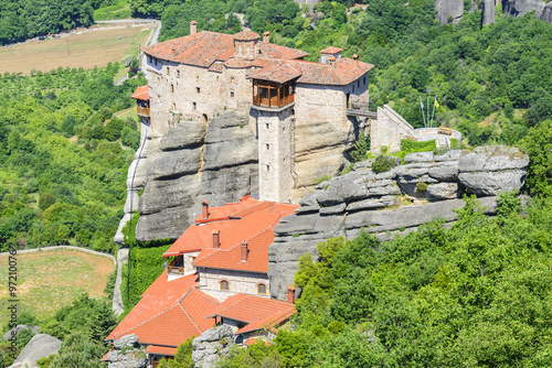 The Holy Monastery of Roussanou at the complex of Meteora monasteries in Greece photo