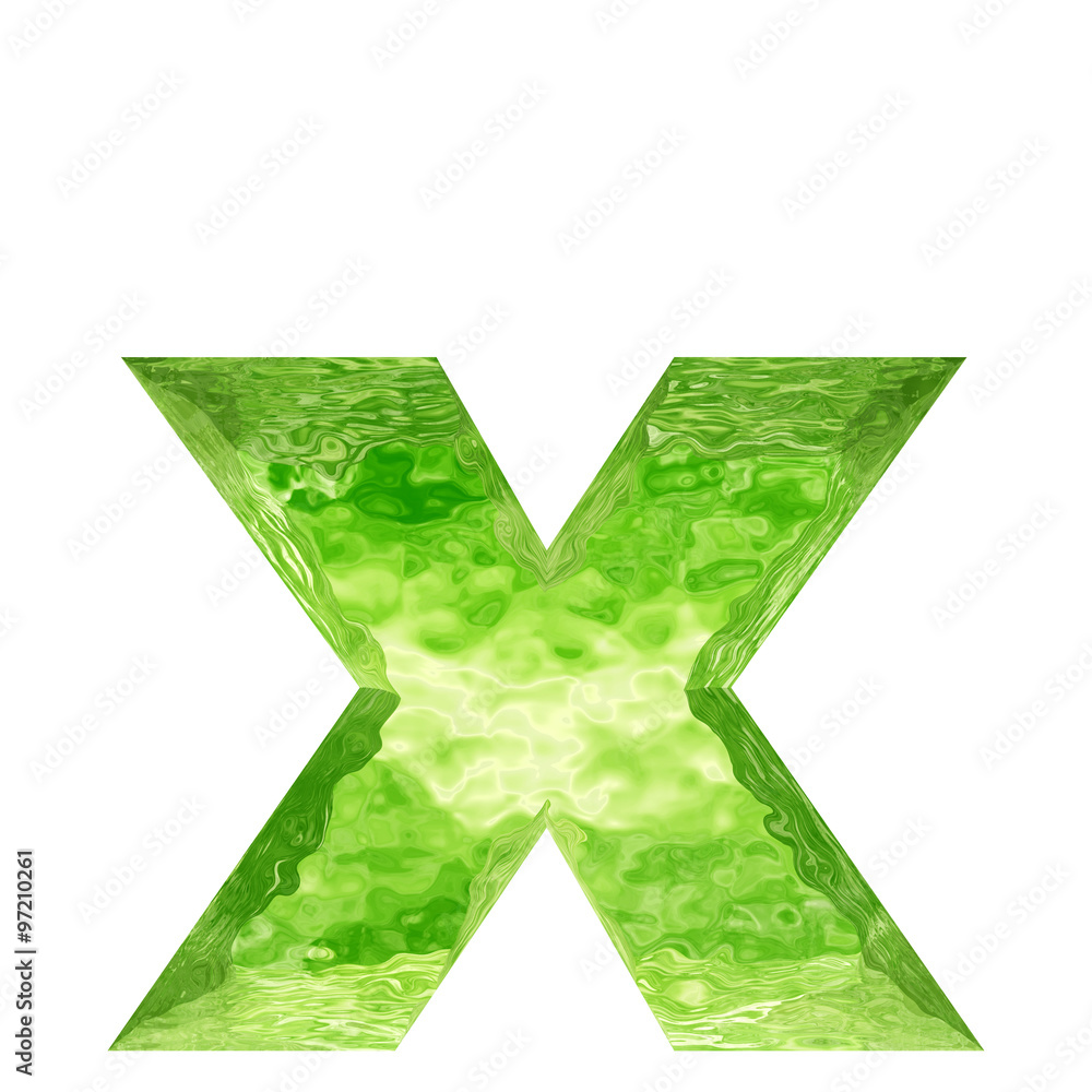 Conceptual 3D green water or ice font part of set or collection isolated Conceptual 3D green water or ice font part of set or collection isolated