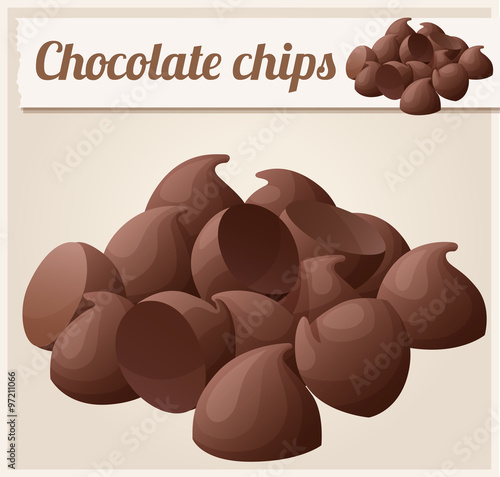 Semisweet chocolate chips. Detailed Vector Icon
