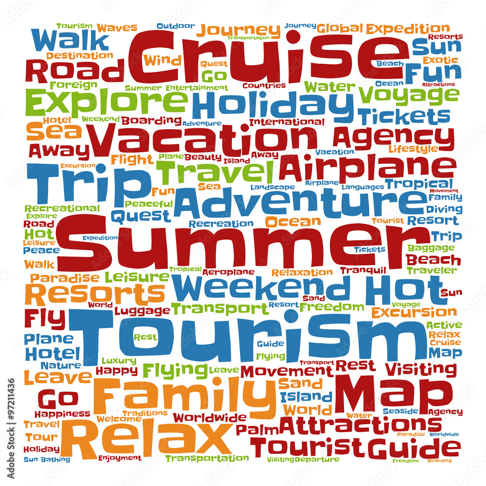 Conceptual tourism or travel  word cloud