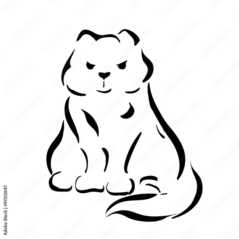 Fototapeta premium Figure cats black lines