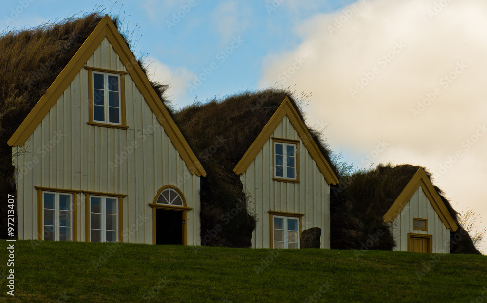 19th century turf houses at Glaumbaer farm, north Iceland