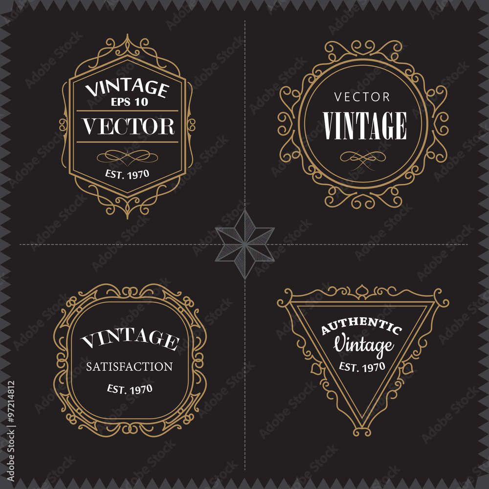 Luxury Logos Set template vintage badge frame flourishes elegant