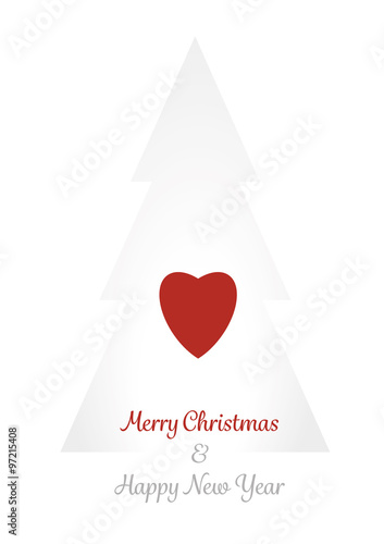 Simple white tree with a heart and greeting text