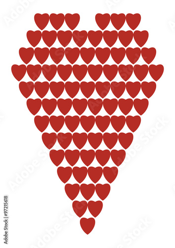 Heart shaped by many hearts in a geometric pattern