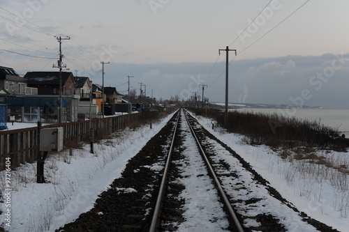Winter landscape with railroad