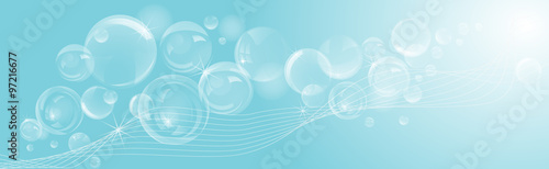 Vector background of transparent soap bubbles with lines.