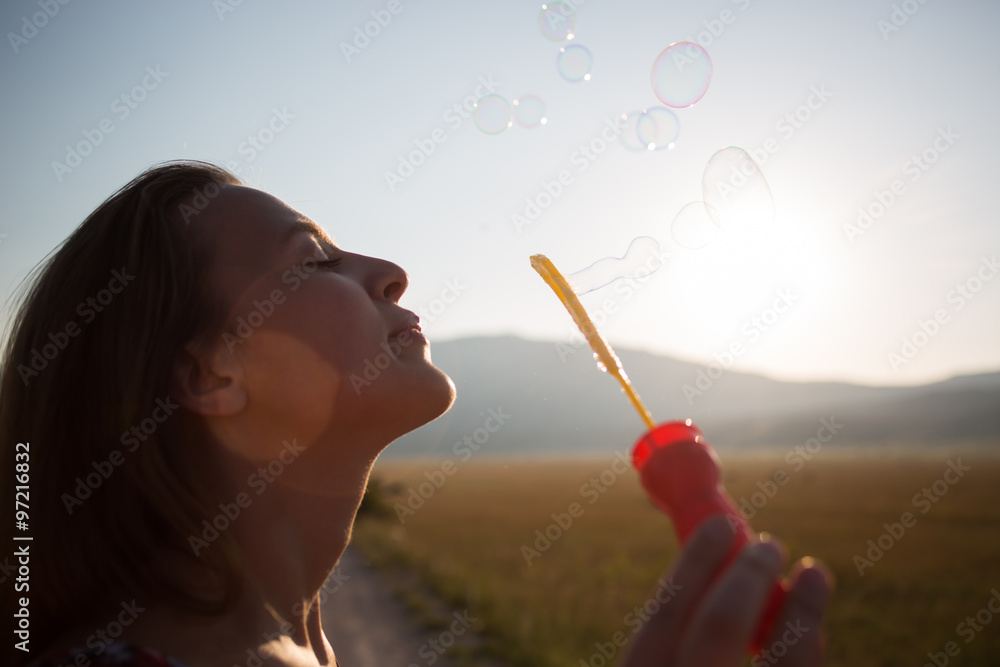 Bubble blower woman