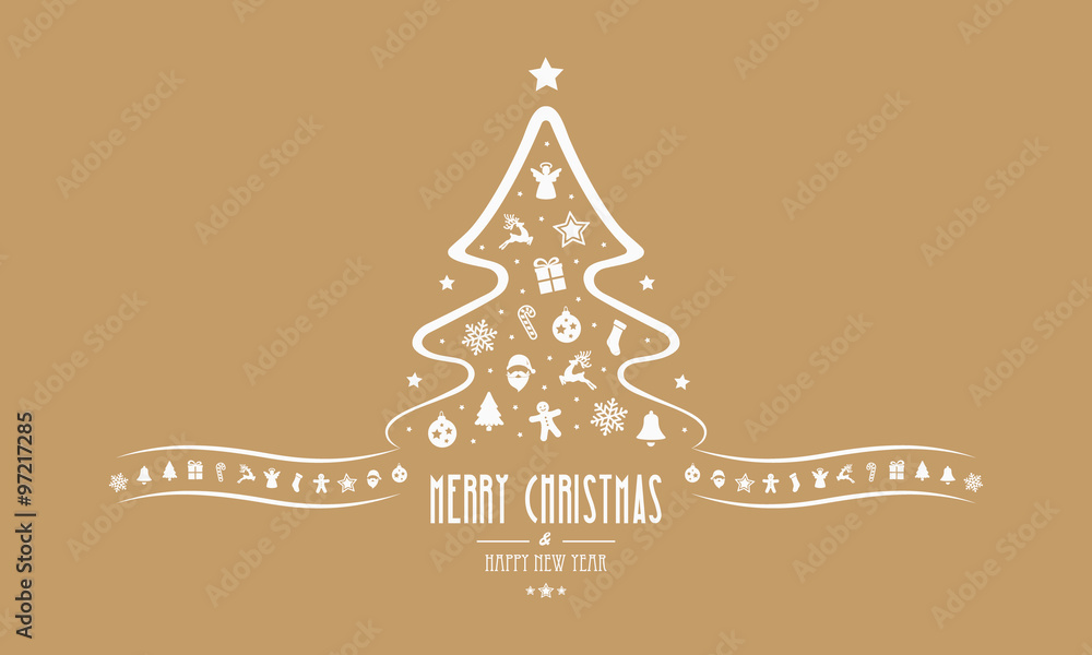 christmas tree decoration elements gold background Stock Vector Adobe