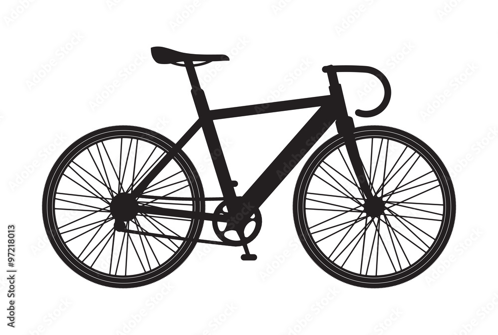 Fototapeta premium Silhouette bicycle mountain icon, Isolated on white background,