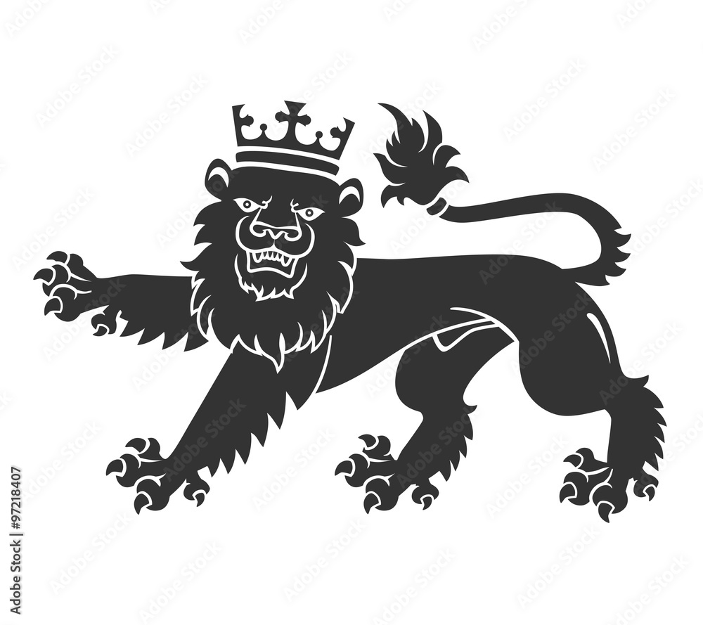 Obraz premium Black Lion With Crown
