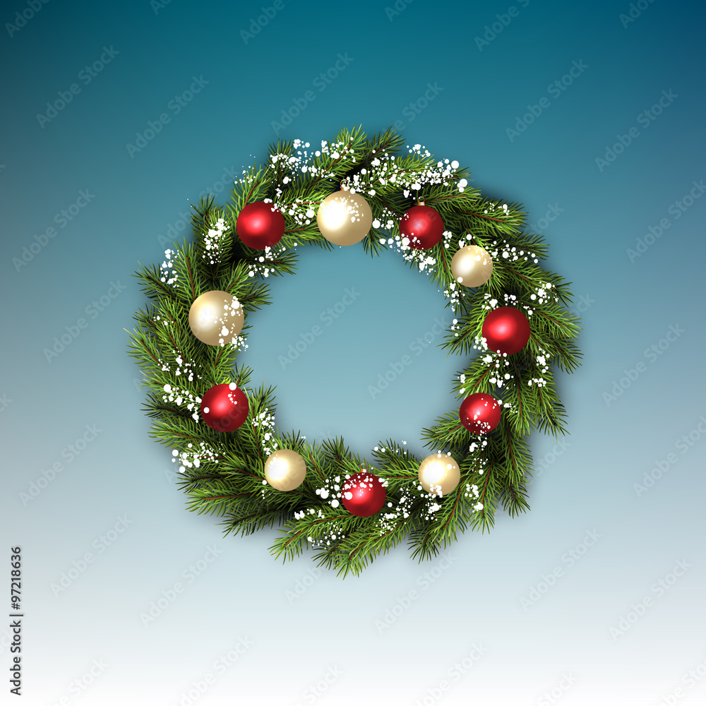 card with Christmas wreath