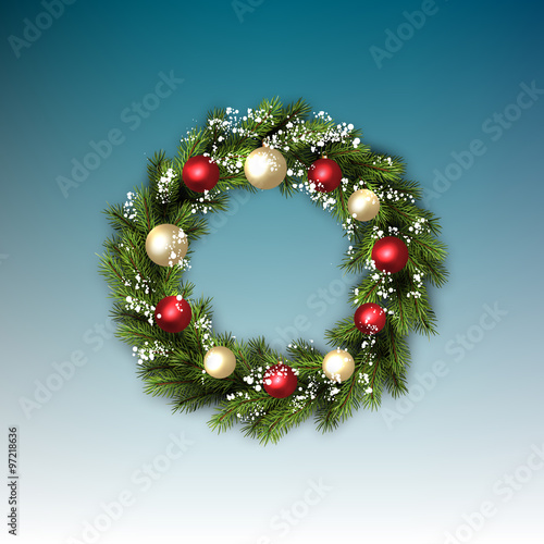 card with Christmas wreath