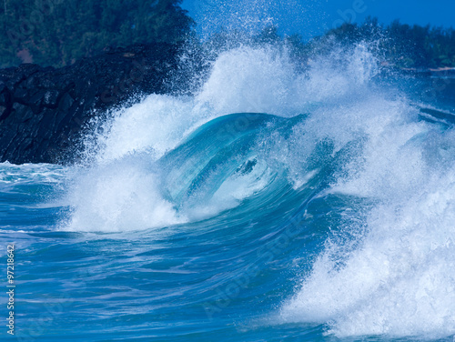 Powerful waves break at Lumahai Beach, Kauai © steheap