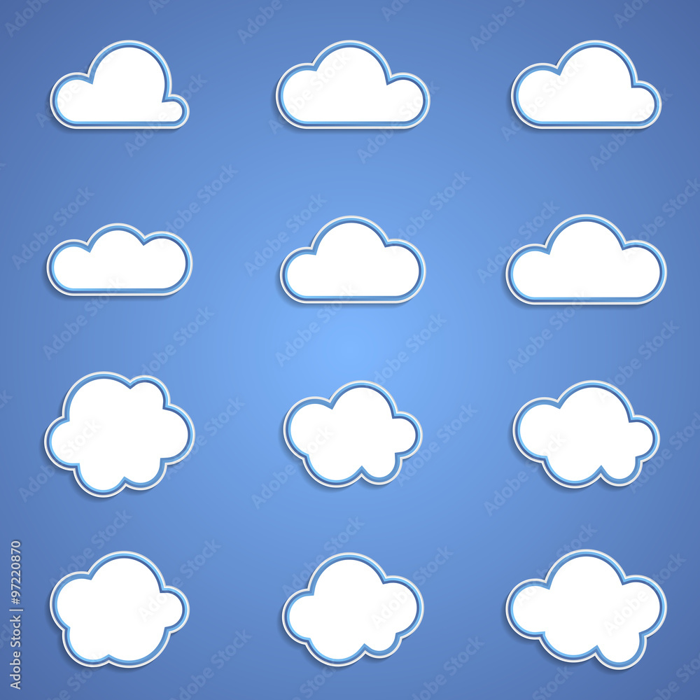 Abstract icons - set of clouds Abstract icons - set of clouds