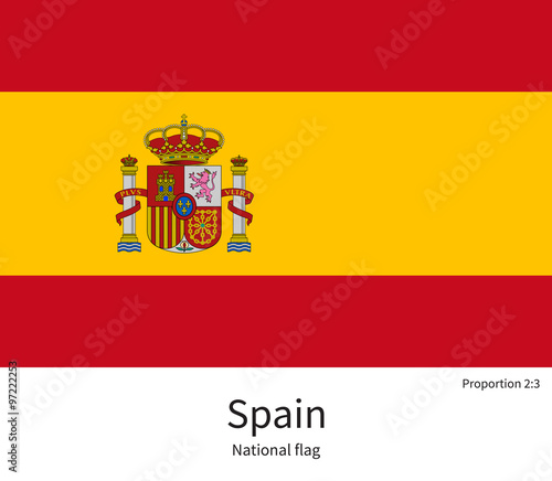 National flag of Spain with correct proportions, element, colors