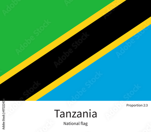 National flag of Tanzania with correct proportions, element, colors