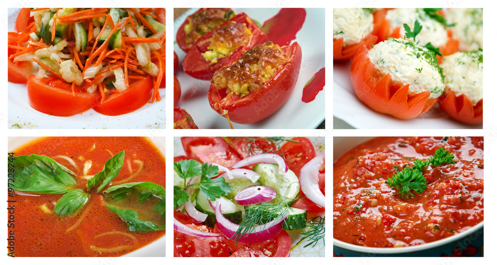 set of different tomato dish . set of different tomato dish .