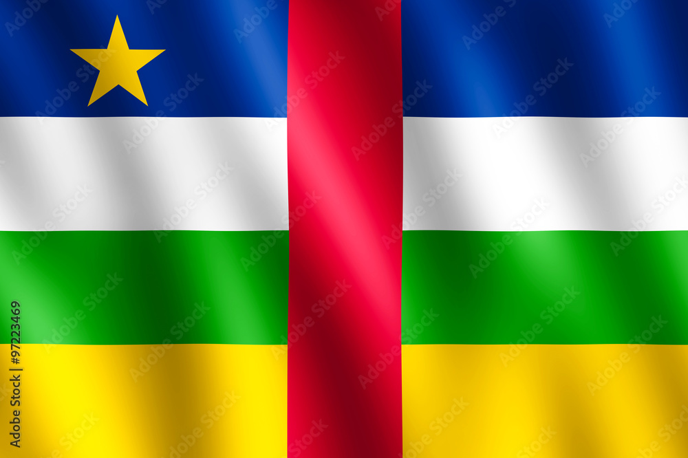 Flag of Central African Republic waving in the wind Flag of Central African Republic waving in the wind