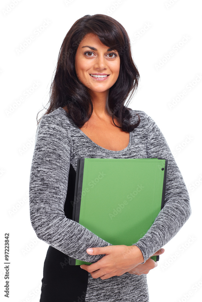 Beautiful business woman with folder. Beautiful business woman with folder.