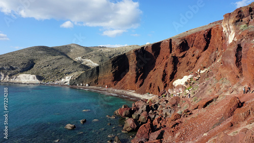 red beach on santorini island in greece