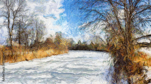 Winter Path Along the River, Van Gogh Style