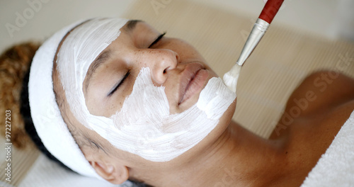 Cosmetician Applying Facial Mask