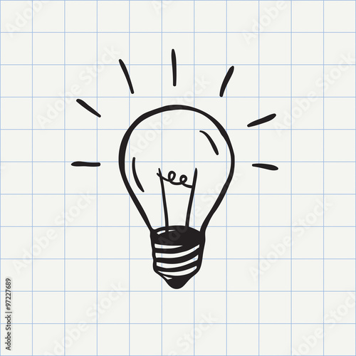 Light bulb icon (idea symbol) sketch in vector. Hand-drawn doodle sign