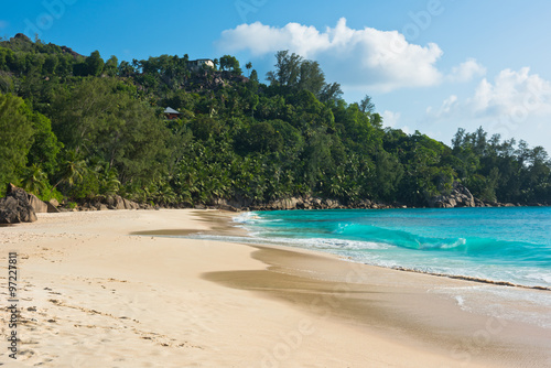 Tropical beach at Mahe island Seychelles © dvoevnore