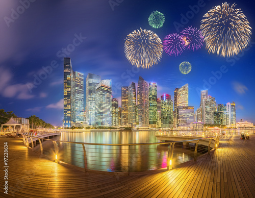 Photography Beautiful fireworks in Marina Bay, Singapore