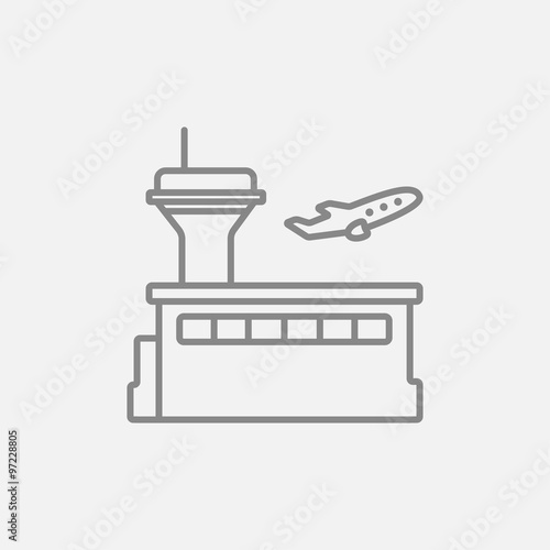 Plane taking off line icon.