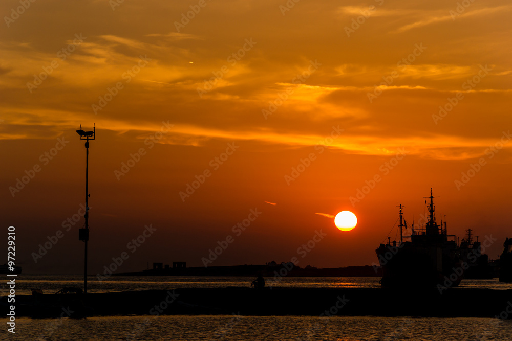 Sunset at the Harbor of Paroikia - Paros Island - Greece