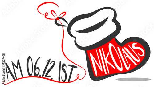 Nikolaus Stiefel Nikolausstiefel Weihnachten Text Datum Vektor