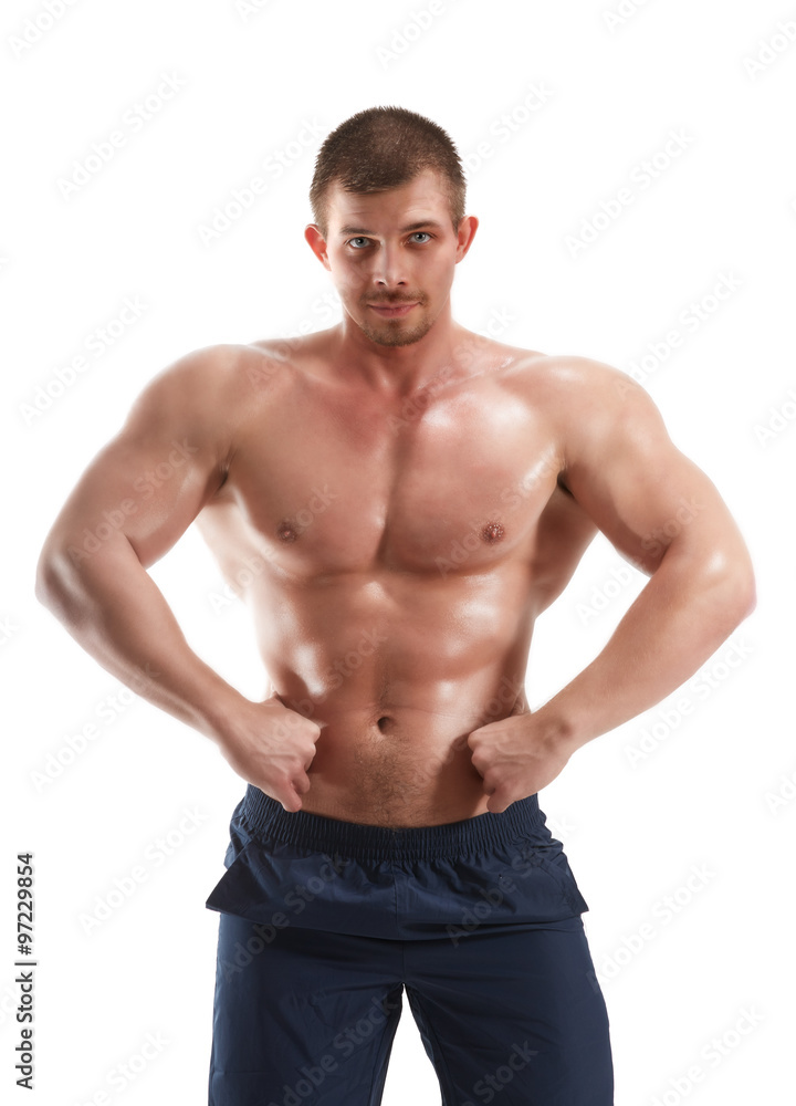 muscular athlete demonstrates muscles muscular athlete demonstrates muscles