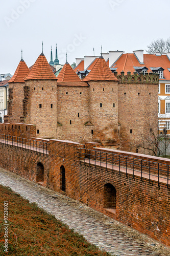 Barbican fortress in the historic center of Warsaw. Poland. #97230021